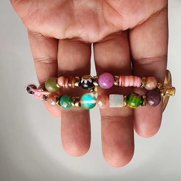 Vibrant Gold Cross Bracelet with Multicolor Beads - Picture 4 of 7